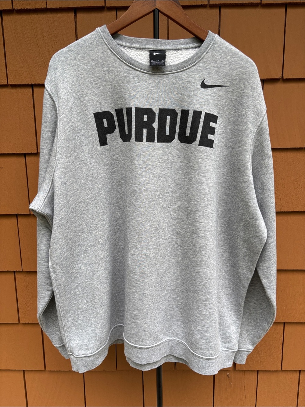 NIKE | Grey Purdue Club Fleece Crew Collegiate Varsity Sweatshirt | Size XXL